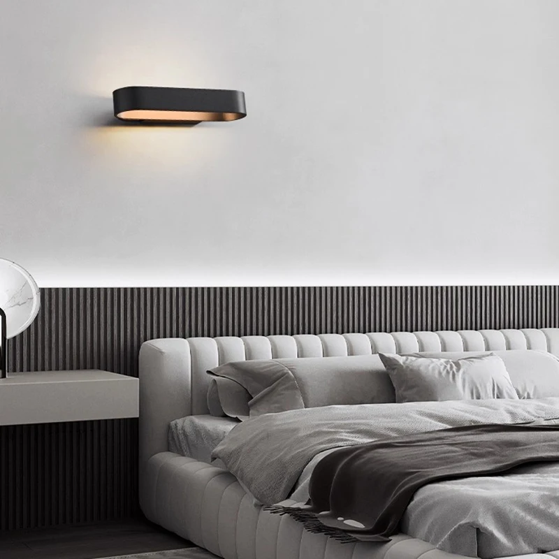 Indoor Wall Lamp LED Aluminum Lamp Bedroom Bedside Lamp Hallway Wall Light Black and White Lamp Body Lighting Fixture - Image 5