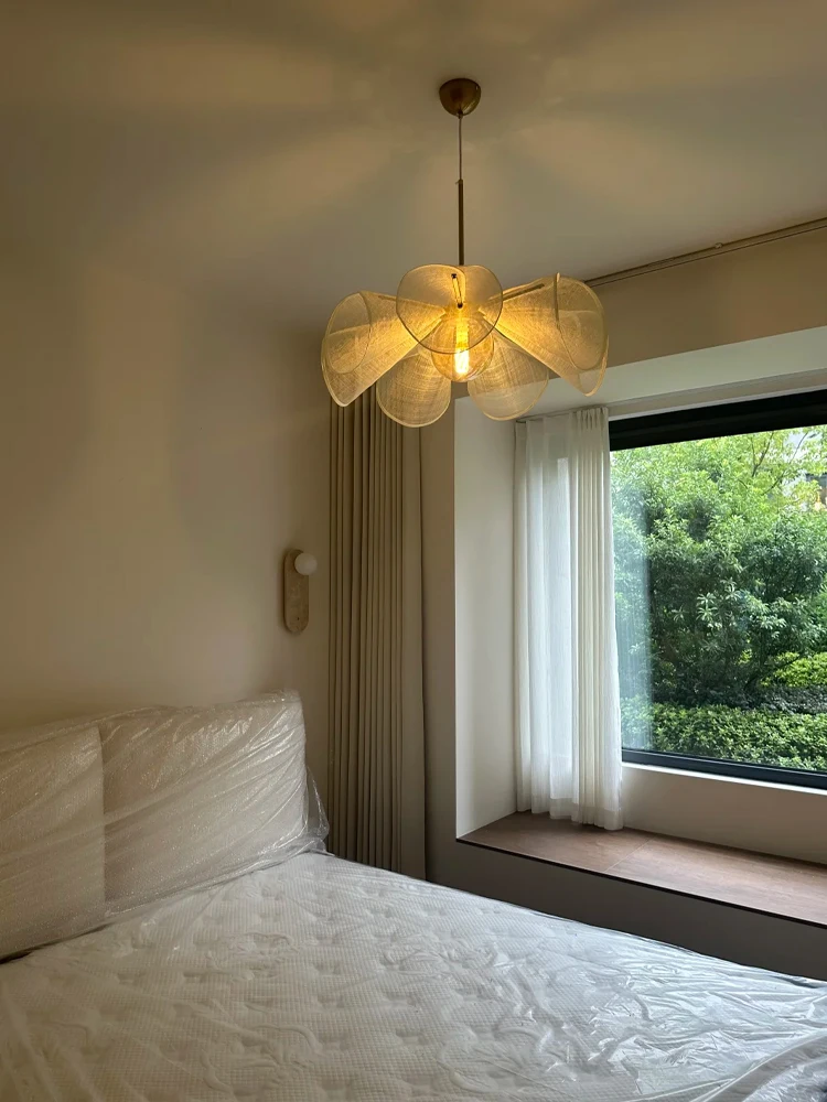 Wabi Sabi Fabric Flower LED Indoor Pendant Lighting,Hanging Lamp Hotel Restaurant island Lamp Dining Living Room Decorations,E27 - Image 3