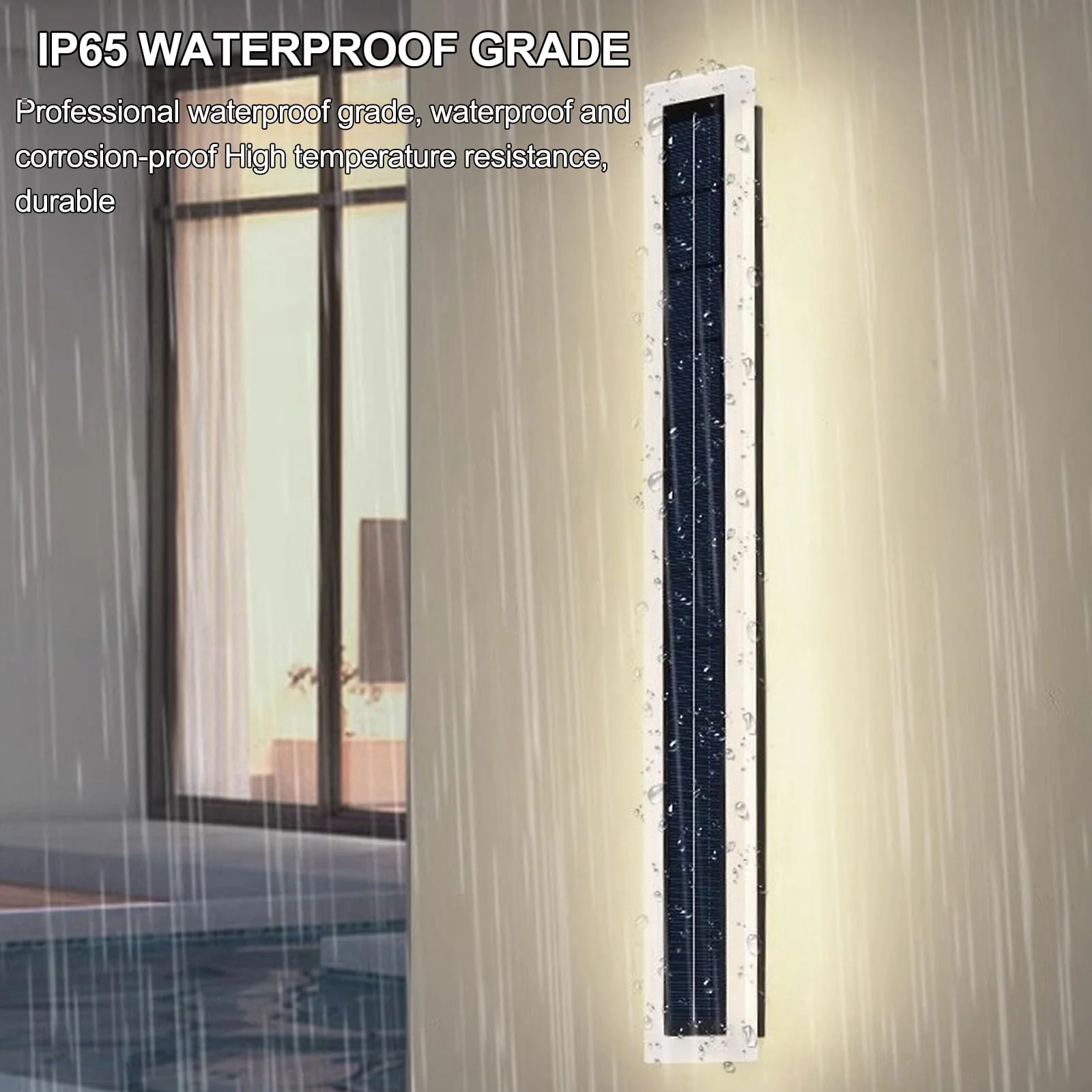 Solar Wall Lights Outdoor IP65 Waterproof LED 60CM Long, Acrylic Lampshade 10W Wall Mount Light for Porch Patio Entryway - Image 2