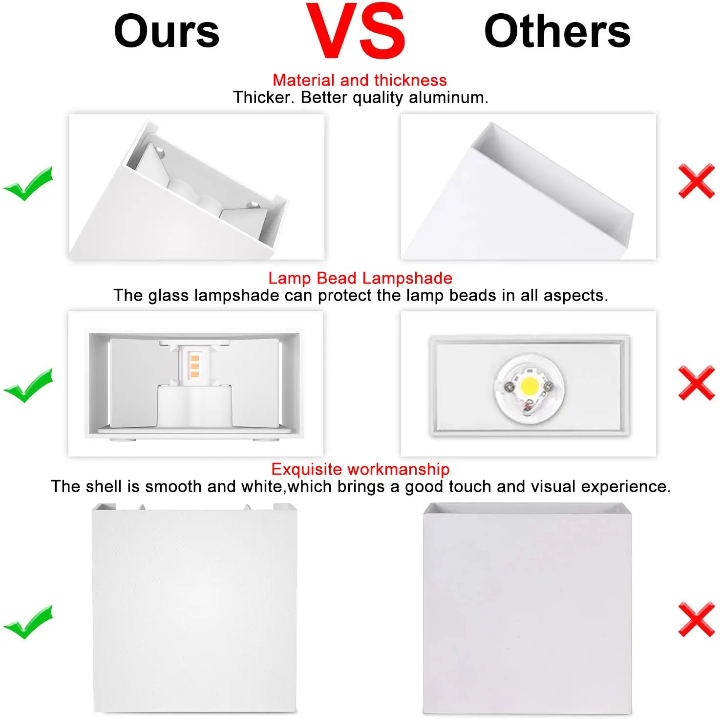 LED Wall Sconces 6W Modern Indoor Outdoor IP65 Wall Lamp, Up Down Wall Mount Lights for Living Room Hallway Bedroom - Image 6