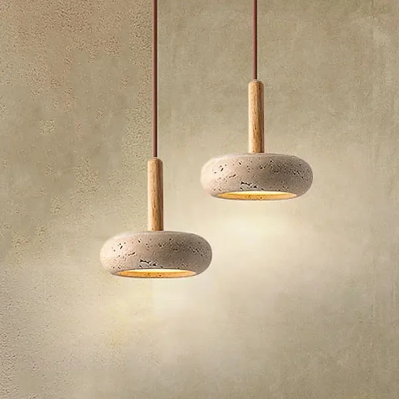 2024 New Hot Selling Pendant Lamps Wabi Sabi Circular Yellow Stone Commercial Home Decoration Restaurant Room LED Droplight - Image 5