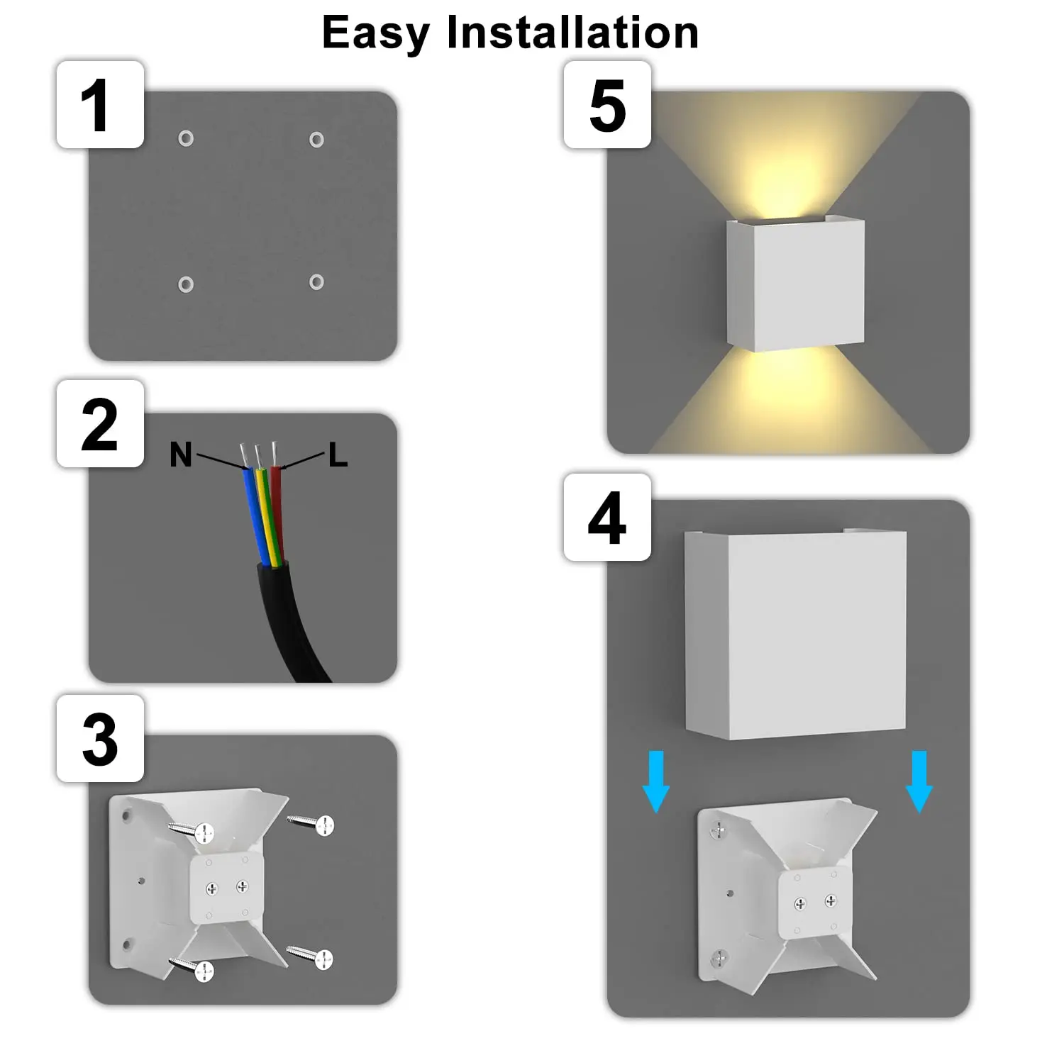 LED Wall Sconces 6W Modern Indoor Outdoor IP65 Wall Lamp, Up Down Wall Mount Lights for Living Room Hallway Bedroom - Image 5